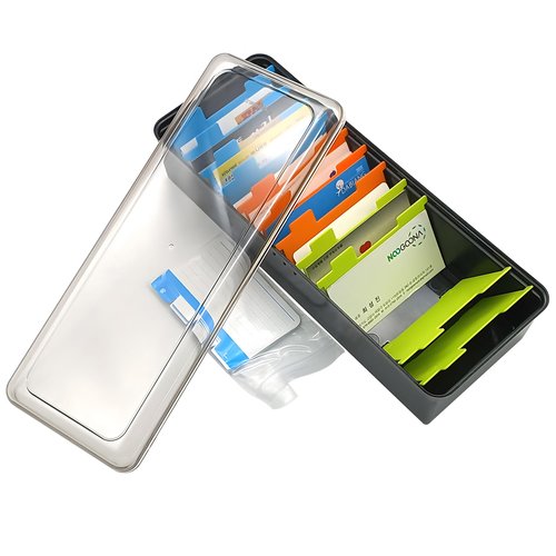 GARASANI 8 Divider Business Card Holder for Desk, Business Card File Card Storage Box Organizer, Large Capacity for About 500 Cards, Index Card Storage Box