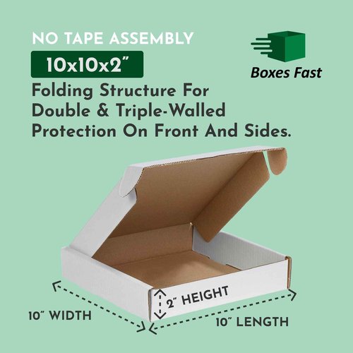 Boxes Fast Small Business Packaging, Shipping Box 10 x 10 x 2, 50 Bulk | Cardboard, Gift, Storage, Large, Double Wall Corrugated Boxes, 10x10x2 10102