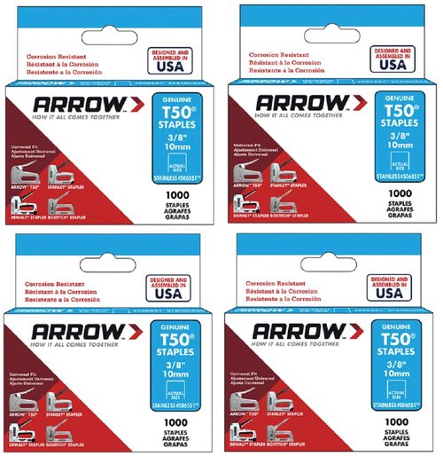Arrow Fastener 506SS1 Genuine T50 Stainless Steel 3/8-Inch Staples (4000)