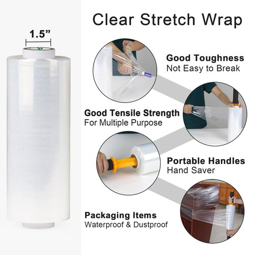 BOMEI PACK 10" Clear Stretch Wrap 4Pack 950ft Stretch Cling Durable Adhering Packing Moving Packaging Heavy Duty Shrink Film Stretch Wrap