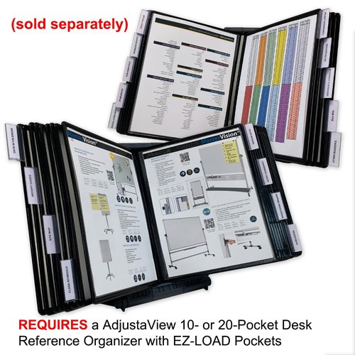 Ultimate Office AdjustaView 10-Pocket Desk Reference Organizer Add-On with Easy-Load Pockets (Add-On Module Only), Black Pockets