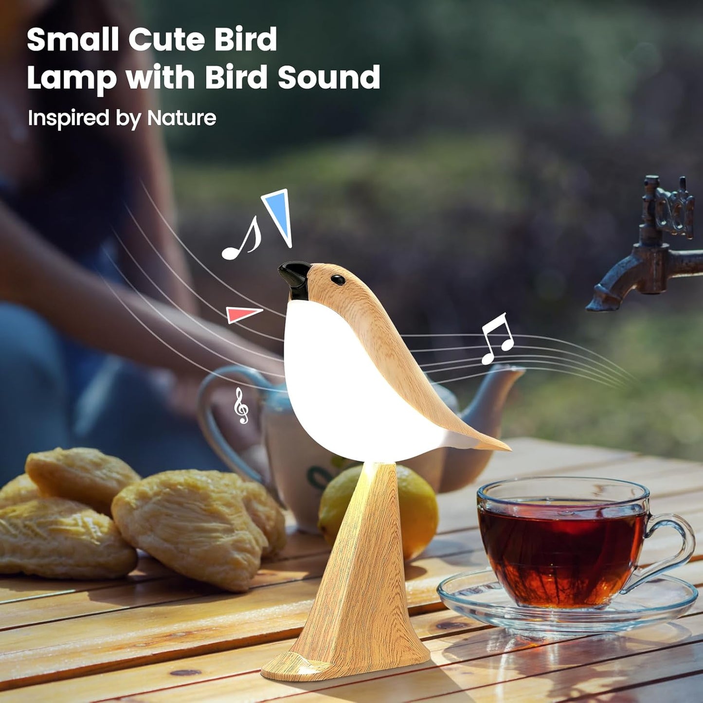 VoMii Small Bird Table Lamp - Touch & Remote Control, 3-Color Dimmable, Rechargeable Night Light | Cute Bedroom Decor