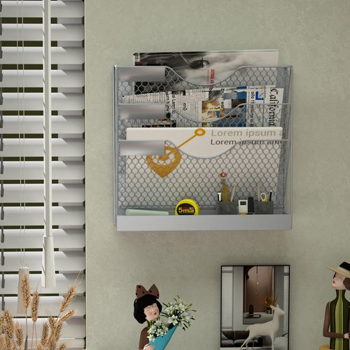 JINGWAYS Magnetic Magazine Holder,File Organizer, Magnetic File Holders,4 Tier Magnetic Paper Holders for File Cabinet,Whiteboard,Refrigerator,Home Office,No Drilling Magnetic Mail Holder