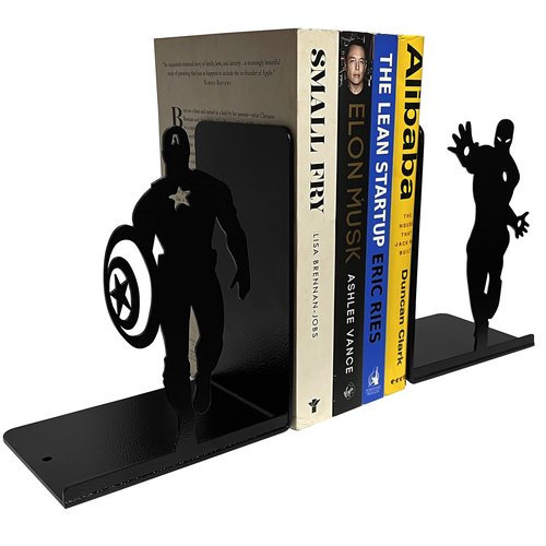 HeavenlyKraft Superhero Bookends | Decorative Bookends for Shelves | Non-Skid Book Holders for Shelves, Table | Unique Home/Office Decor | Heavy Bookends| Metal Book Ends| 7x5.5x4 Inches Each