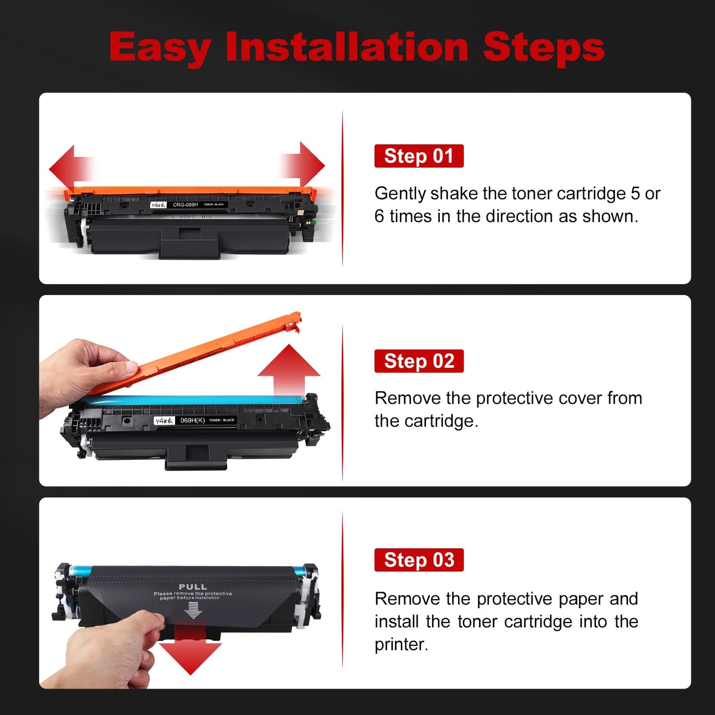 v4ink 069H 069 Toner Cartridges High Capacity Compatible Replacement for Canon 069H 069 Works for Canon Color imageCLASS MF750C LBP670C Series MF753Cdw MF754Cdw MF751Cdw LBP674Cdw Printer 4-Pack
