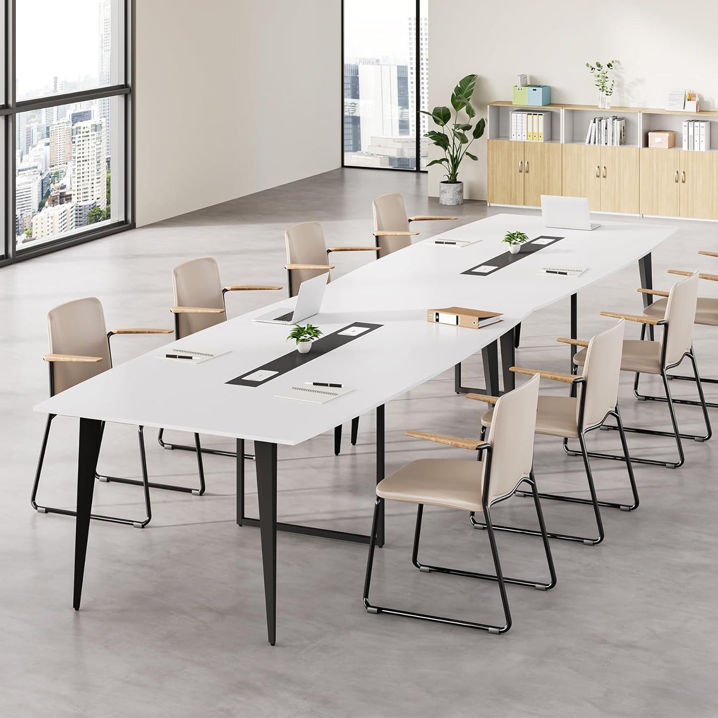 LITTLE TREE 6 FT Conference Room Table, 70.86L x 35.43W x 29.52H Inches Boat Shaped Meeting Seminar Boardroom Table