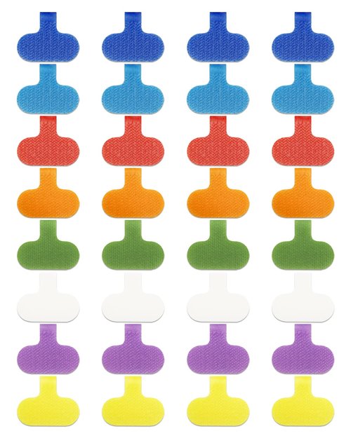 32 Pcs Cable Labels, Multi-Color Write On Cord Label, Wire Labels, Cable Tags, Wire Tags for Electronics, Computers Cable Management and Identification, Assorted Colors, 1.2" x 0.63"