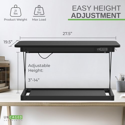 Changedesk Mini Small Standing Desk Converter Height Adjustable Desktop Sit-to-Stand Up Desk Riser Laptop Table Top Standing Converter, Black