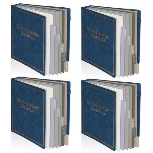 chiazllta 4 Pcs Estate Planning Portfolio Binder with Index Tab Divider When I Die Organizer Binder End of Life Planner Organizing Wills Trusts Powers of Attorney Final Wishes PU Leather 3 Ring (Blue)