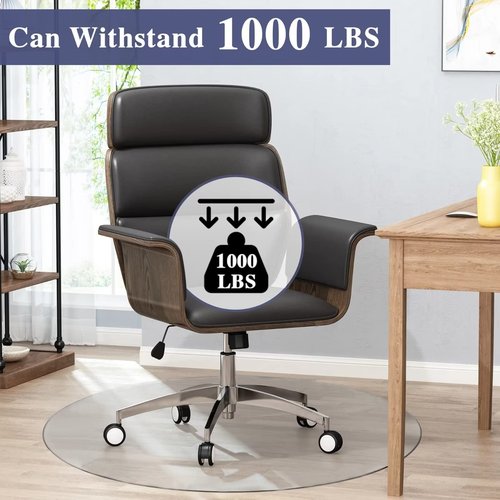 MIRUO Office Chair Mat for Carpet Tempered Glass Chair Mat Desk Chair Mat Floor Mat for Office Chair On Carpet Mat for Office Chair On Carpet (36" Round x 1/4", Transparent)