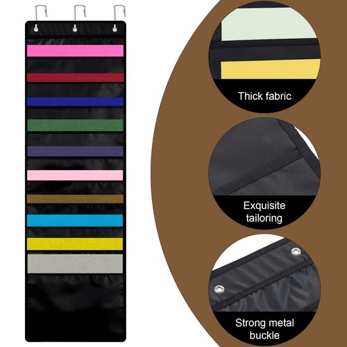 Henoyso 2 Pcs 12 x 12 Inch Paper Storage Scrapbook Vinyl Roll Storage Organizer Hanging Wall File Organizer with Door Hangers for Office Cardstock Craft (Black)