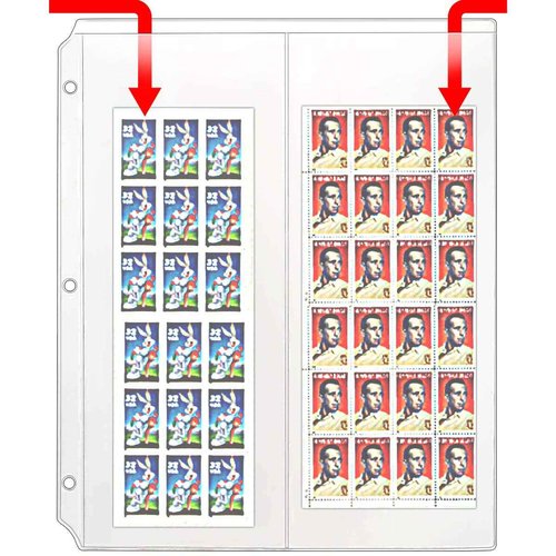 StoreSMART - Rack Cards/Envelopes Binder Page for 3-Ring Binders - Two 4 ¼" x 11" Pockets - Clear Vinyl Plastic - 25 Pack - RMC830-25