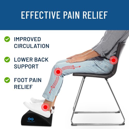 Everlasting Comfort Seat & Back Cushions & Ergonomic Foot Rest - Enhance Posture, Relieve Back & Foot Pain - Reduce Tailbone Pressure - Multi-Use Gel Infused Memory Foam (Black)