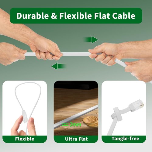 HiFind Telephone Extension Cord - 500 Ft Anti-UV Weatherproof Phone Cable with RJ11 Plug | Flat White