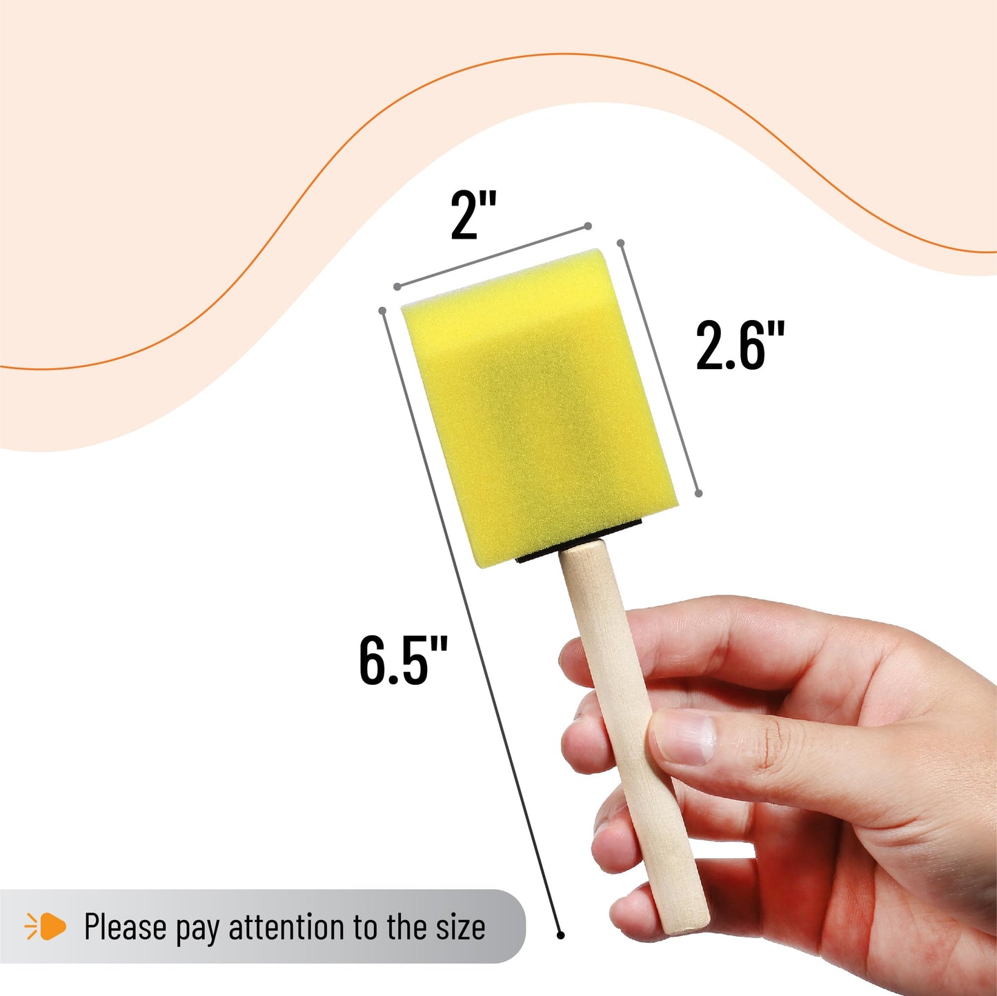 Bates- Foam Paint Brushes, 2", 16 Pack, Yellow Sponge Brushes for Painting, Staining