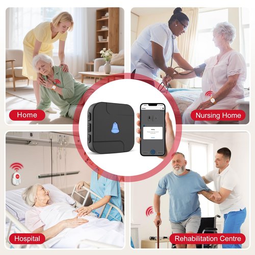 CallToU Wi-Fi Wireless Caregiver Pager Call Button for Elderly at Home , APP Emergency Alert for Seniors, Patients, and The Disabled (TY02BL-US 2-1)