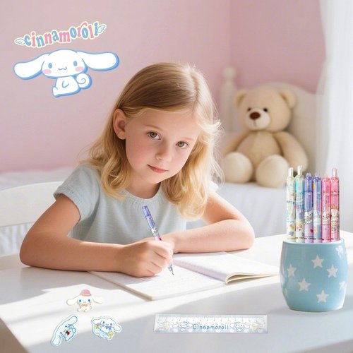 ALFUN Cute Stationery Kawaii School Supplies Stuff Set, Includs Gel Pens Stickers Keychain Notebook Pins Badge Holder Lanyard Sticky Note Bookmark Ruler