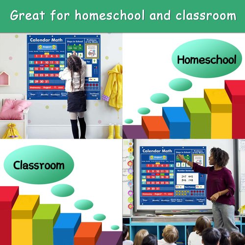 KIKIGOAL Daily Math Calendar Classroom Pocket Chart Educational Pocket Chart Teaching Materials for Daily Math Activities All About Number Activities for Elementary and Pre-school