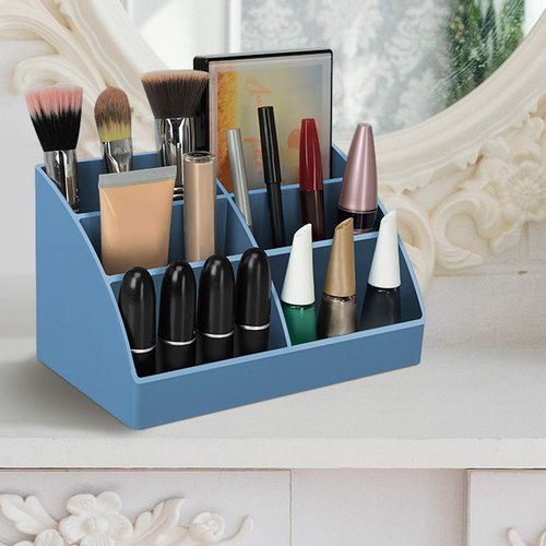 Acrimet Desktop Organizer - Easy Organizer Caddy Holder for Office, Home and School use (Plastic) (Solid Blue Color)