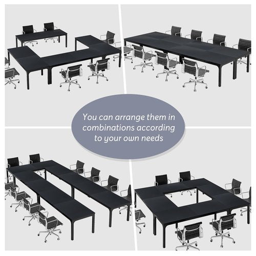 Tribesigns 78.74-Inch Conference Table Set,13FT Conference Room Table, Large Rectangle Meeting Seminar Tables Set,Long Business Tables (Chair not Included) (4, Black, 4 Pack)