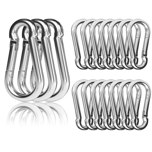 EPHECH Heavy Duty Spring Snap Hook - 20PCS Galvanized Steel Carabiner Clips | 500LBS Capacity for Outdoor Use