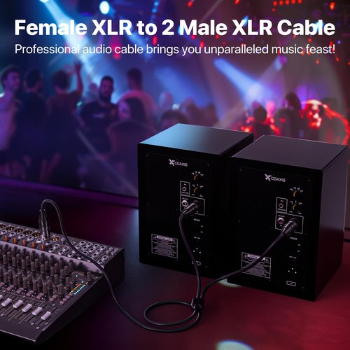 EBXYA XLR Cable 1.5ft - Premium Balanced 2 Male to Female 3-Pin Y Splitter XLR Cable, Black
