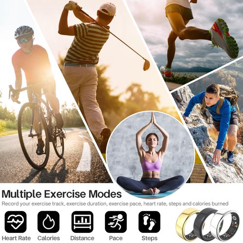 Smart Rings for Women Men,Fitness Tracker Ring,Heart Rate,Blood Oxygen,Blood Pressure,Step Tracker,Sleep Monitoring,No Subscription Fee,IP68 Waterproof Smart Ring FRAY,Size Kit(Silver 8)YMXCGC