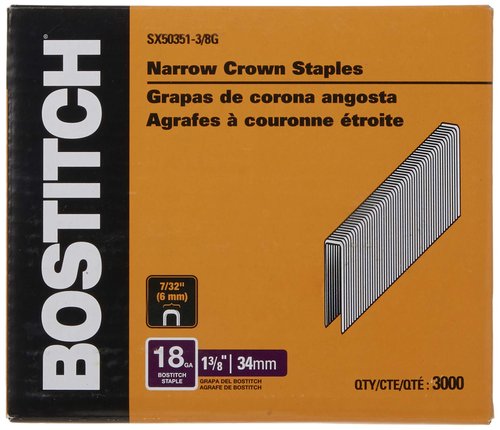 BOSTITCH Crown Staples, 1-3/8-Inch x 7/32-Inch, 18GA, 3000-Pack (SX50351-3/8G)