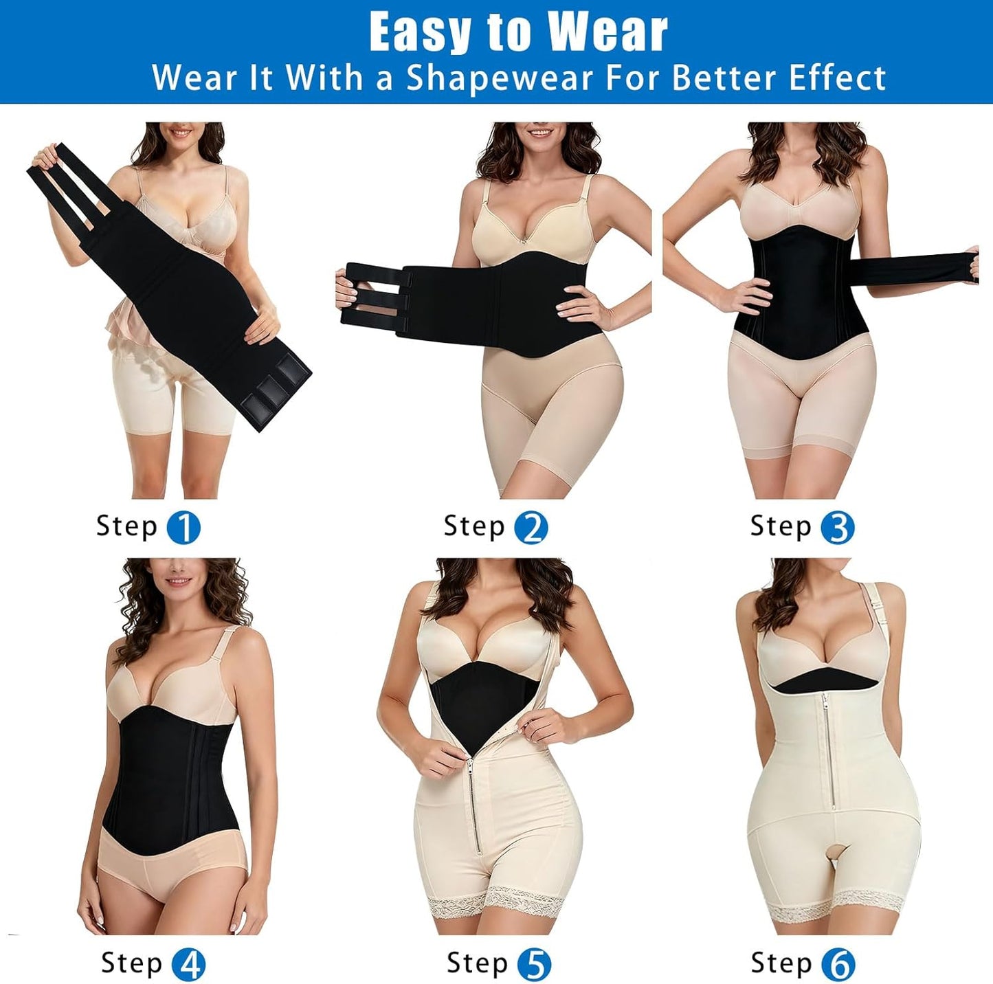 YNEANZD Lipo Foam 360 - Adjustable Ab Board for Post-Surgery Recovery | Black Compression Waist Cincher