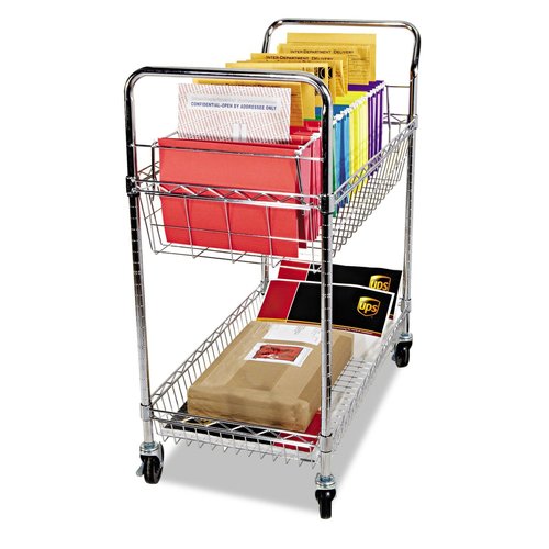 Alera ALEMC3518SR Carry-All 34.88 in. x 18 in. x 39.5 in. Basket/Shelf Mail Cart-Silver, 34.88" x 18" x 39.5"