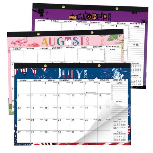 Desk Calendar 2025-2026, Monthy Desktop/Wall Calendar with 18 Months Theme Designs Runs From Now to Dec 2026, 17" x 12" Use as Deskpad Calendar for Home Office School (Blue)