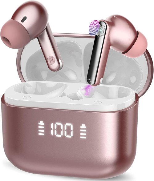 Ai Translation Earbuds Real Time with Audio and Video Calls, 3-in-1 Buletooth 5.3 Translator Earbuds with 6 Translation Modes/164 Languages/No Subscription Required, 48H Headphones Translator, Rose