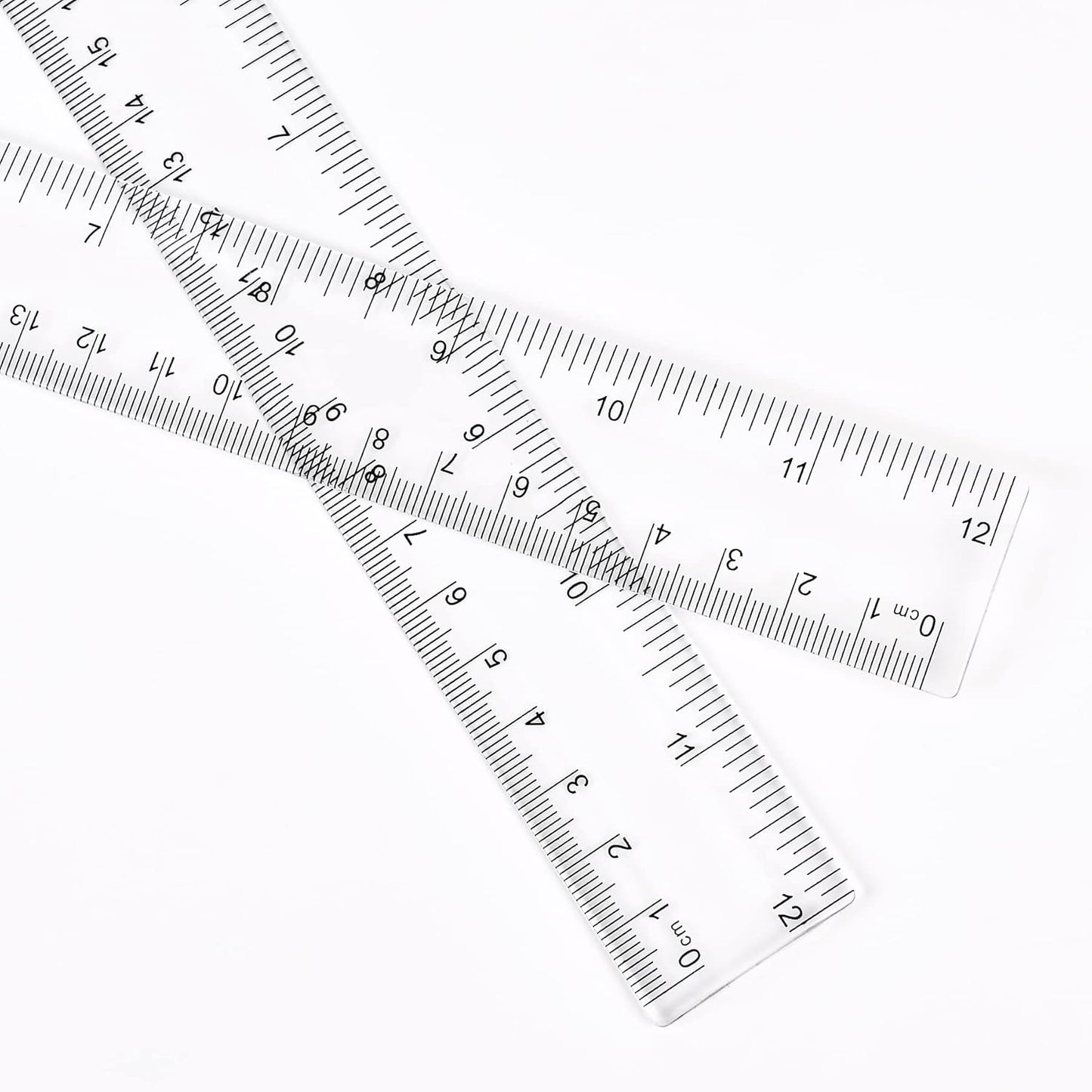 Unjoo 12-Inch Clear Plastic Ruler - Shatterproof Design with Inches & Centimeters | 2-Pack for School & Office