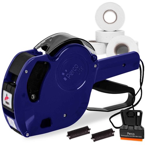 Perco Lite 1 Line Dater Gun Kit - Includes 5,000 Blank White Labels, 2 Ink Rollers, 1 Ink Roll and Labels Pre-Loaded