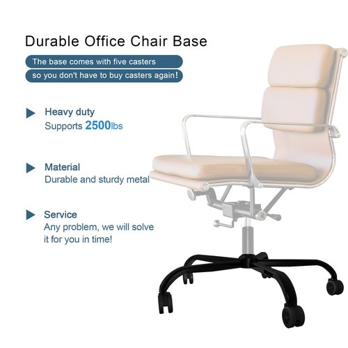 Frassie 28 Inch Office Chair Metal Base Replacement Heavy Duty 2500 Lbs Computer Desk Chair Stool Base Part with 5 Casters