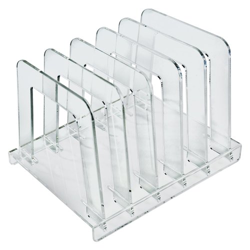 Azar Displays 300358 Clear Acrylic File Sorting Desk Organizer with Five Section Dividers