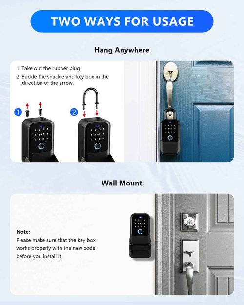[New]Smart Lock Box,CATCHFACE Wireless Smart Key Lockbox Electronic LockBox Key Lock Box App Control,Share eKey,Wall Mount & Door Handle,Home/Office/Warehouse/Realtor