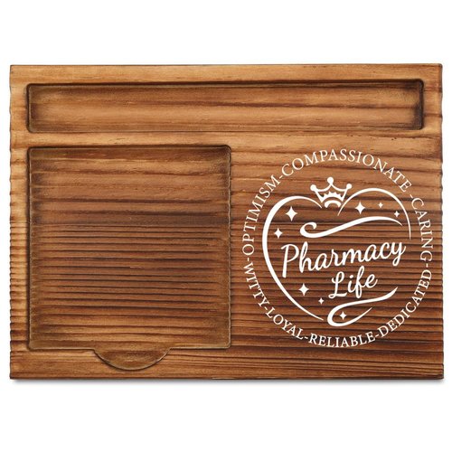Pharmacy Life Wooden Sticky Note Holder – Heart-Themed Pharmacist Appreciation Desk Organizer, Thoughtful Gift for Pharmacy Staff, WSH37