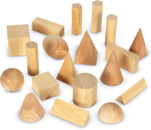 Learning Resources Wooden Geometric Solids - Montessori Shapes for Kids | Set of 19