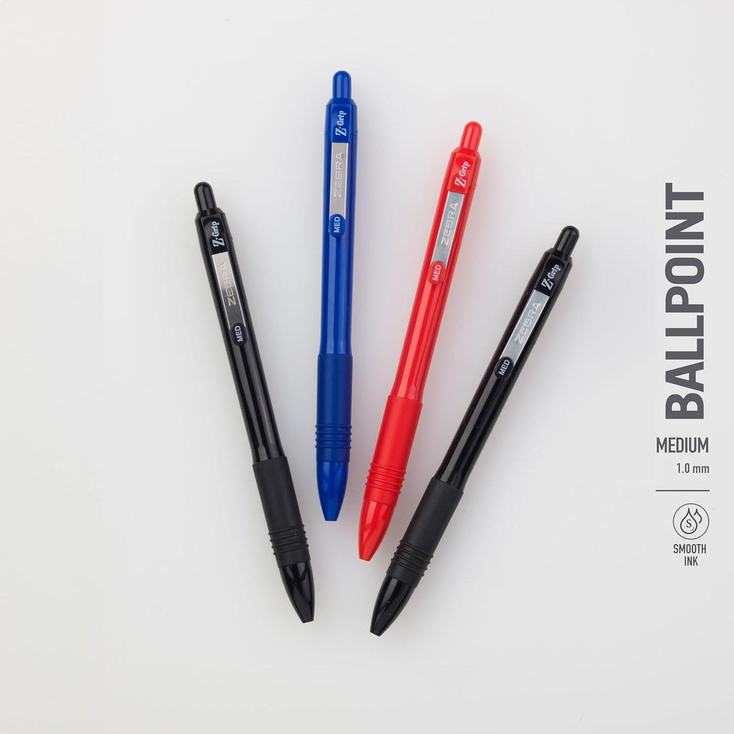 Zebra Pen Z-Grip Recycled Ballpoint Pens - 1.0mm Red Ink, Durable Metal Clip, 12-Pack