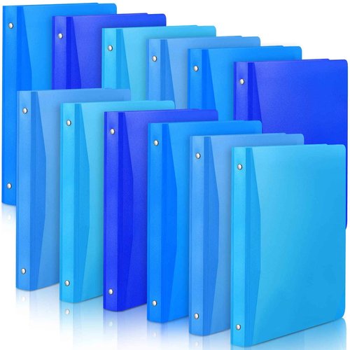 CHENGU 12 Pieces 0.75 Inch Binders 3 Ring Holds 200 Sheets Paper 0.75 Inch Plastic Binder with Pocket Round 3 Ring Letter Size for School Office Supplies