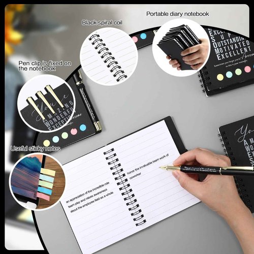 Jetec 25 Sets Team Employee Appreciation Gifts Bulk Office Inspirational Team Together Spiral Notebooks with Ballpoint Pens Thank You Gifts for Vet Tech Medical Assistant Coworker (Black,You Are)