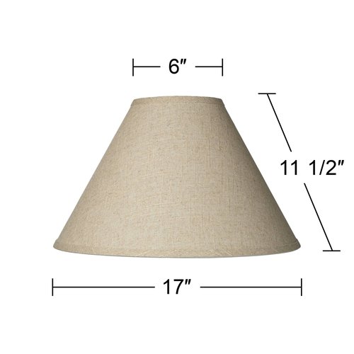 6" Top x 17" Bottom x 11 1/2" High x 11 1/2" Slant Lamp Shade Replacement Large Beige Brown Empire Round Rustic Farmhouse Western Fine Burlap Fabric Spider Harp Finial - Springcrest