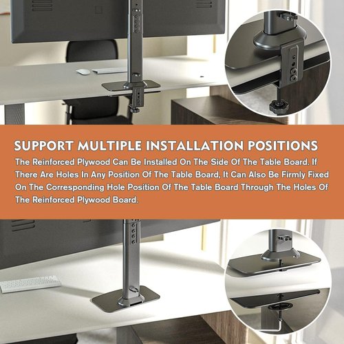 Hemudu Monitor Mount Reinforcement Plate - Universal Steel Bracket for Thin Glass Tabletops | HD05B-001