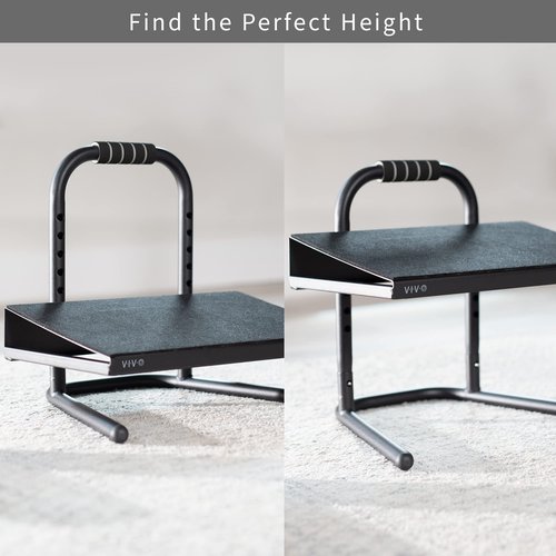 VIVO Ergonomic Height Adjustable Foot Rest Relief Platform, Elevated Stool for Comfortable Sit to Stand Workstation, Non-Slip Surface, Portable, Home Office Classroom Use, Black, STAND-FT01