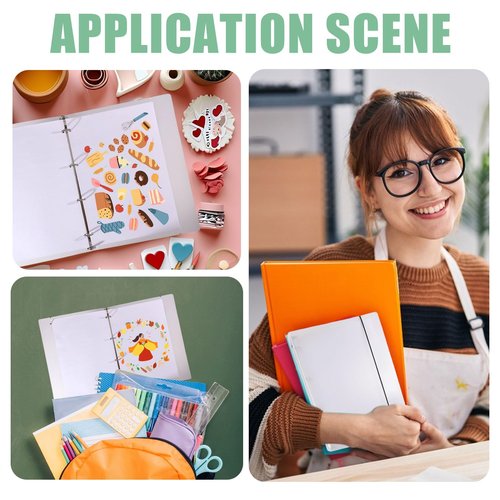 CHGCRAFT 40 Sheets Blank Release Paper Binder Notebook Paper Refills for Collecting Sticker Reusable Cover Sets with 2 Pcs Ropes for 6 Ring Sticker Organizer Binder Album Storage Book 9.3x7.1x1.2In