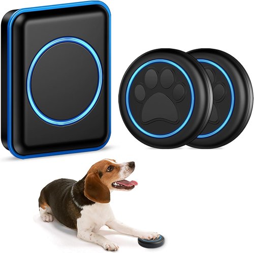 Full House Dog Doorbell - Wireless Potty Training System with Waterproof Touch Button | 1000ft Range, Black