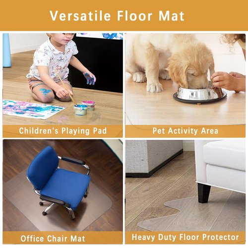 Office Chair Mat for Hardwood Floor, 36"x48" Office Floor Mat for Carpet Rolling Chair Heavy Duty Protector for Low Pile Carpet (Rectangle with Lip)