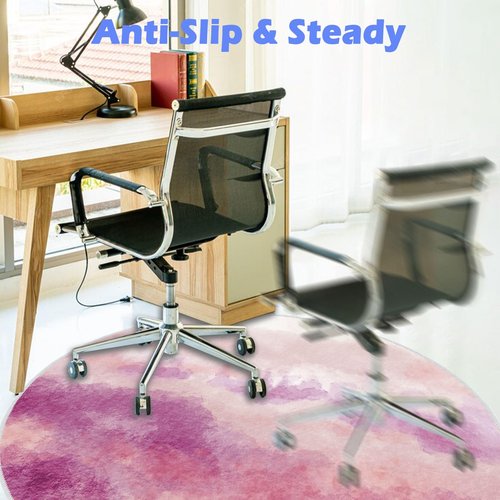 Office Chair Mat for Hardwood Floor, 4ft/48in Round Chair Rugs Floor Protectors, Desk Chairs Mat for Rolling Chair, Anti-Slip Computer Chair Mats, Carpet Mats for Home Office(Pink)