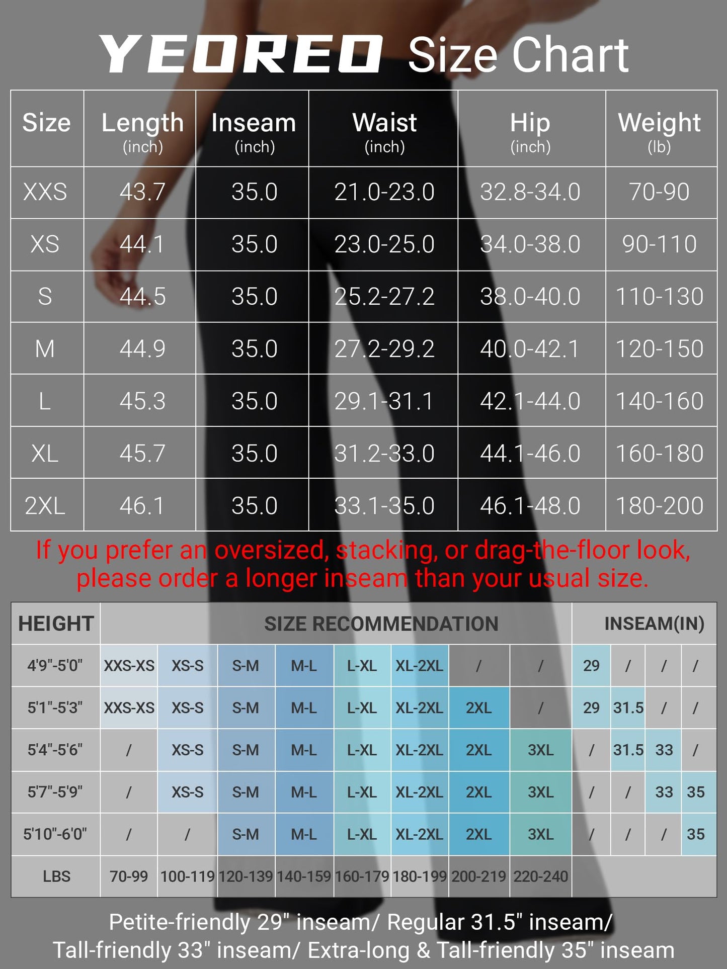 YEOREO Workout Leggings Womens No Front Seam Straight Leggings 35" High Waist Buttery Eddiy Gym Yoga Pants Airy Blue L
